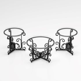 3 Piece Tempered Glass Surface Coffee Table Set Decor Coffee Table