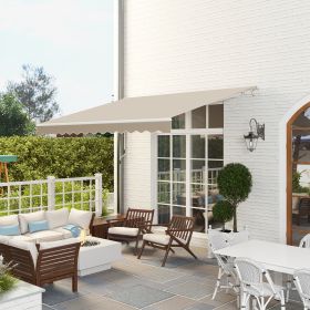 12x10 Retractable Awnings, Aluminum Patio Shade With 280gm UV & Water-Resistant Fabri, For Deck, Balcony, Yardc, Cream White