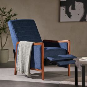 Mid Century Modern Fabric Channel   Wood Pushback Recliner
