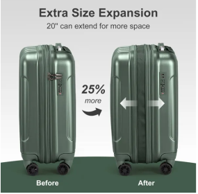 2 Piece Luggage Set, Carry  On Expandble Luggage Hardside Lightweight Suitcase, 14 Mini Cosmetic Cases