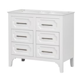 36'' Bathroom Vanity Without Sink , Free Standing Single Vanity Set With Four Drawers, Solid Wood Frame Bathroom Storage Cabinet Only