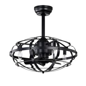 Hot Sell Industrial Ceiling Fan Light Kit For Living Room Bedroom Kitchen And Bladeless Caged Ceiling Fan With Lights,Suitable For 110V, 120V