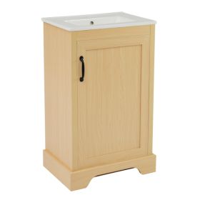 20  Bathroom Vanity With Sink, Bathroom Cabinet With Soft Closing Door, Storage Rack And Adjustable Shelve, Natural Wood