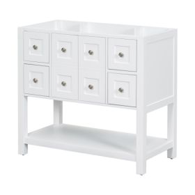 36'' Bathroom Vanity Without Sink,Free Standing Vanity Set With 4 Drawers& Soft Closing Doors,Solid Wood Frame Bathroom Storage Cabinet Only