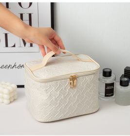White Umizolco Premium Large CapacityPortable Travel Makeup Bag, Multi-functionalCosmetic Organizer, Stain-resistant, HandheldSquare Bag