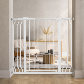 Only Supports Self Pickup Extra Wide Baby Gate, Safety Dog Gate For Stairs, Easy Walk-through Self-closing Pet Gate For Houses, Doorways, White-grey