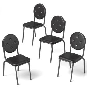 4-piece Bar Stools Faux Leather Dining Chairs With Waterproof Surface And Metal Legs