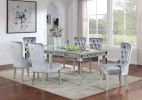 Silver Dining Table w Leaf Mirror Accent Design Contemporary 1pc Glam Table Dining Room Furniture