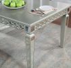 Silver Dining Table w Leaf Mirror Accent Design Contemporary 1pc Glam Table Dining Room Furniture