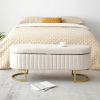Storage Bench Bedroom Bench, Velvet Oval Upholstered End of Bed Bench with Golden Metal Legs,50"Modern Storage Ottoman Bench for Bedroom, Living Room