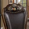 Luxurious Classic Design 2pcs Arm Chairs Walnut Solid wood Dining Room Dark Brown Leatherette Seats Formal Furniture
