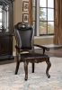 Luxurious Classic Design 2pcs Arm Chairs Walnut Solid wood Dining Room Dark Brown Leatherette Seats Formal Furniture