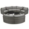 GO 9-Pieces Outdoor Half-moon Patio Sofa Set, Round Sofa Set, Modern Style Sofa, Gray Wicker