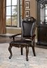 Luxurious Classic Design 2pcs Arm Chairs Walnut Solid wood Dining Room Dark Brown Leatherette Seats Formal Furniture