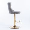 A&A Furniture,Golden Swivel Velvet Barstools Adjusatble Seat Height from 25-33 Inch
