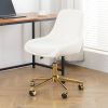 Modern teddy fleece fabric with gold legs living room furniture dining chair, soft and comfortable, lift adjustment, free movement convenient
