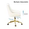 Modern teddy fleece fabric with gold legs living room furniture dining chair, soft and comfortable, lift adjustment, free movement convenient