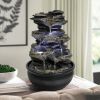 15.7inches High Rock Cascading Tabletop Fountain with LED Light for Home Office Bedroom Relaxation