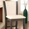 Style Comfort Contemporary 2pcs Counter Height Chairs Gray And White Leatherette Cushion Seat Kitchen Dining Room Furniture