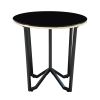 Round Coffee Table and End Tables 3pc Set Black Tempered Glass Top Metal Frame Modern Living Room Furniture