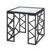 Occasional 3pc Tables Set Tempered Glass Top Coffee Table and End Tables Black Metal Frame Living Room Furniture