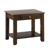Contemporary End Table with Drawer and Shelf Dark Cherry Finish Wooden Furniture 1pc