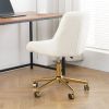 Modern teddy fleece fabric with gold legs living room furniture dining chair, soft and comfortable, lift adjustment, free movement convenient