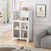 45.28" H Storage Cabinet, Bathroom Floor Cabinet with Glass Door and Shelves, Freestanding Display Storage Cabinet for Bathroom, Living Room, Kitchen