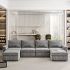 115*58" Chenille Modular Sectional Sofa,U Shaped Reversible Couch,Free Combination,6 Seat Sleeper Sofa Bed with Ottoman