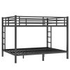 Metal Queen over Queen Bunk Bed for Teens and Adults,Space-Saving/Noise Reduced/No Box Spring Needed, Black