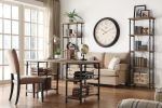 Vintage Industrial 1pc Writing Desk with 4 Open Shelves Rustic Poplar Finish Solid Wood and Metal Furniture Modern Design Office Table