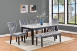 1pc Transitional Dining Rectangular Table Faux White Marble Table Top Black Base Wooden Stone Dining Room Furniture