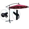 10 ft Outdoor Patio Umbrella Solar Powered LED Lighted Sun Shade Market Waterproof 8 Ribs Umbrella with Crank and Cross Base for Garden Deck Backyard