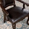Luxurious Classic Design 2pcs Arm Chairs Walnut Solid wood Dining Room Dark Brown Leatherette Seats Formal Furniture