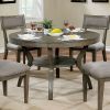 Rustic Grey Solid wood Round Dining Table w Shelf Dining Room Furniture 1pc Table Only
