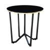 Round Coffee Table and End Tables 3pc Set Black Tempered Glass Top Metal Frame Modern Living Room Furniture