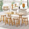 Faux PU Leather Bar Stools Set of 2 with Woven Curved Seat Natural