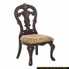 Elegant Style Beautiful Side Chairs 2pc Set Cherry Finish with Gold Tipping Fabric Upholstered Traditional Formal Dining Room Furniture