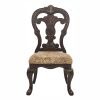 Elegant Style Beautiful Side Chairs 2pc Set Cherry Finish with Gold Tipping Fabric Upholstered Traditional Formal Dining Room Furniture