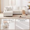 89*79" Modern Modular Sectional Sofa with Deep Seat,Vertical Stripes,5 Seat Corner Couch with Movable Ottoman,Throw Pillows