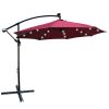 10 ft Outdoor Patio Umbrella Solar Powered LED Lighted Sun Shade Market Waterproof 8 Ribs Umbrella with Crank and Cross Base for Garden Deck Backyard
