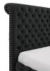 Luxurious 1pc Glam Queen Tufted Headboard Upholstered Storage Round Bed Black Footboard Storage Wooden Bedroom Furniture