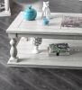 Rustic Style Antique White 1pc COFFEE TABLE Open Bottom Shelf Plank Style Table Top Living Room Furniture