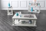 Rustic Style Antique White 1pc COFFEE TABLE Open Bottom Shelf Plank Style Table Top Living Room Furniture
