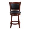 Comfortable Swivel Counter Height Chair 1pc Dark Cherry Finish Faux Leather Upholstery Solid Wood Furniture