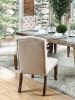 Contemporary Ivory Fabric 2pcs Side Chairs Bold Sturdy Design Rustic Oak Solidwood Tufted Back Nailhead Dining Chairs Furniture