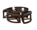 Dark Walnut Coffee Table Glass Insert Top Ottoman Included Table Set Living Room Furniture