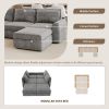 115*58" Chenille Modular Sectional Sofa,U Shaped Reversible Couch,Free Combination,6 Seat Sleeper Sofa Bed with Ottoman