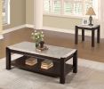 Genuine Marble Top Cocktail Table Dark Cherry Finish Wood Frame Contemporary Living Room Furniture 1pc Coffee Table