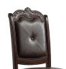 Beautiful Hand Carved Formal Traditional Dining Side Chair with Faux Leather Upholstered Padded Seat and Back Button Tufting Detail Dining Room Solid